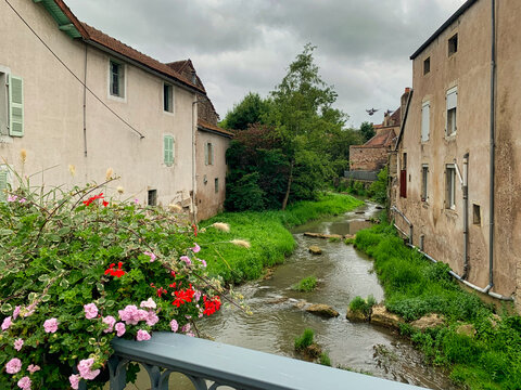 Vitteaux. Small town in Burgundy (France) along the river Brenne