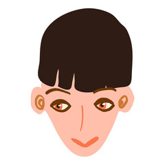 Female face sticker handdrawn illustration