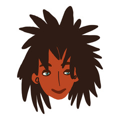 Female face sticker handdrawn illustration