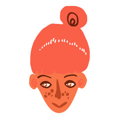 Female face sticker handdrawn illustration