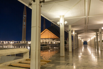 A beautiful night view of Faisal Mosque Islamabad, Pakistan
