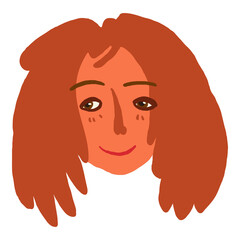 Female face sticker handdrawn illustration