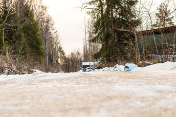 icy road with slippery surfaces