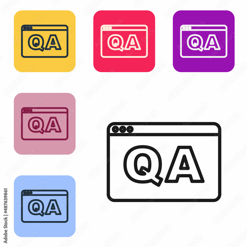 Poster black line speech bubbles with question and answer icon isolated on white background. q and a symbol