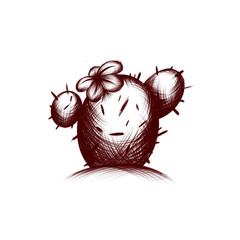 Cactus with a flower. Sketch illustration