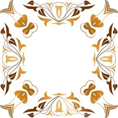Fototapeta na wymiar Rectangular floral brown border vector graphics 