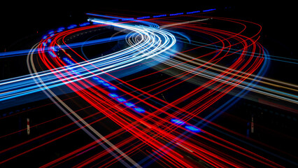 car light lines, at night, long exposure