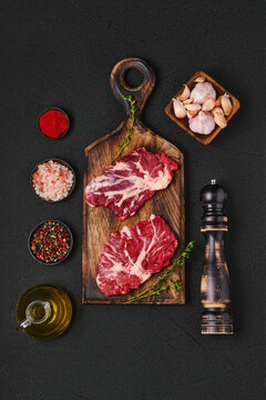 Raw fresh beef top blade steak