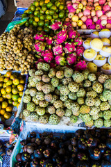 Top view on local fruit shop in Laos