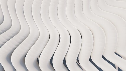 3d render futuristic architecture background white curve stripes