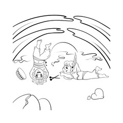 Children's coloring. Two tribal girls