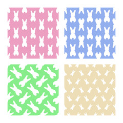 Set of four patterns with rabbits. Easter Bunnies