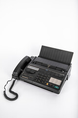 retro telephone and fax - obrazy, fototapety, plakaty