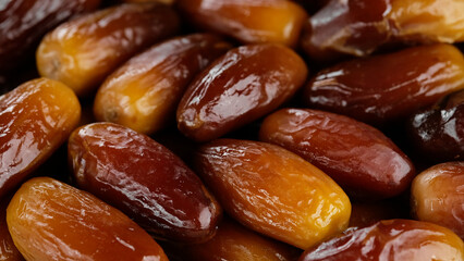 Fresh dates fruits close up. Eating dried fruits. Vegan, vegetarian food