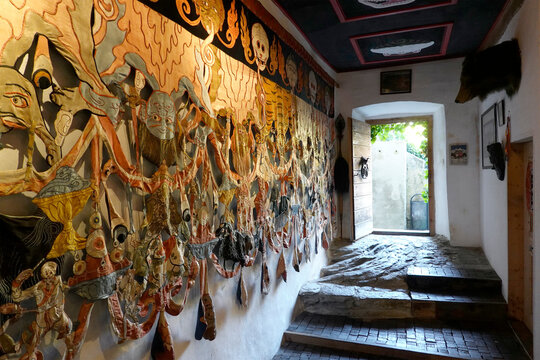 Architecture of Juval Museum in Juval Resort, Buddhist temple, South Tyrol, Italy, Europe     