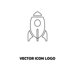Rocket icon isolated. Vector illustration. Linear rocket icon in flat design