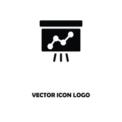 board with graph - black vector icon