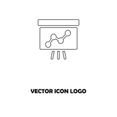 board with graph - black vector icon