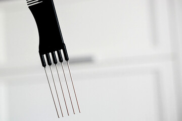 combs of different shapes and purposes, for hairdressers  