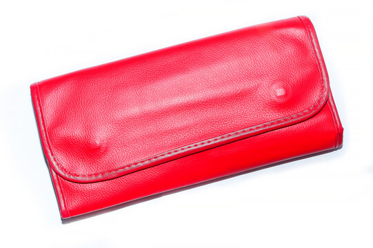 Set Of Makeup Brushes In A Red Pencil Case