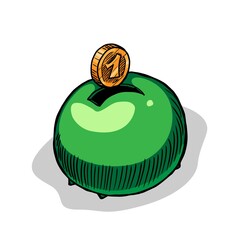 Moneybox and coin vector illustration on white background