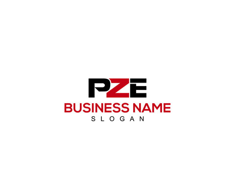 Initial PZE letter logo, monogram pz letter logo concept with red and black color icon design