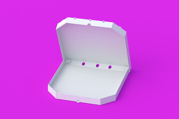 Open empty pizza box. Fast food. Pizzeria advertisement. Food delivery. 3d render