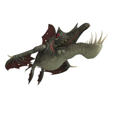 3d-illustration of an isolated fantasy dragon fish