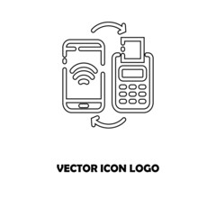 Payment with smartphone icon, online mobile payment linear sign isolated on white background - editable illustration eps10
