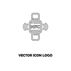 Nfc smartwatch icon. Outline nfc smartwatch vector icon for web design isolated on white background
