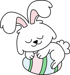 digital art and drawing of a white easter bunny on top of a chocolate egg