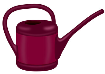 red plastic watering can isolated on white