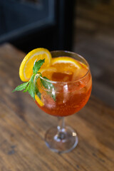 sweet drink with orange and mint slices