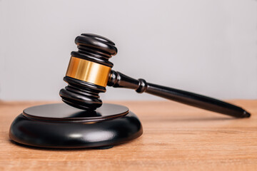 hammer of justice with wood isolated on background