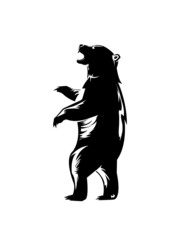 Bear black silhouette on hind legs stock market illustration 