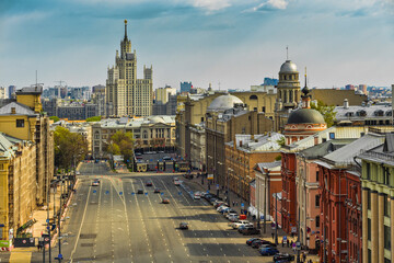 Fototapeta premium Above view from observation deck in Central Children's World on historical center of Moscow