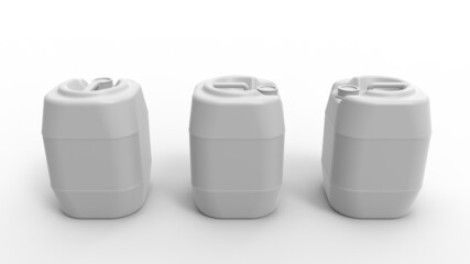 3D rendering of a design mockup template of a liquid container product packaging box. Isolated