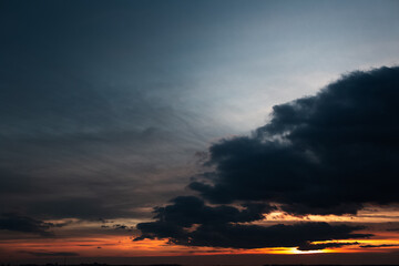Fototapeta na wymiar Landscape of beautiful sunset and stormy clouds.