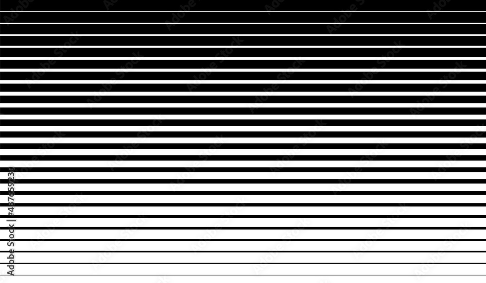 Poster horizontal line pattern. from thin line to thick. parallel stripe. black streak on white background.