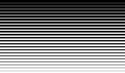 Horizontal line pattern. From thin line to thick. Parallel stripe. Black streak on white background. Straight gradation stripes. Abstract geometric patern. Faded dynamic backdrop. Vector illustration