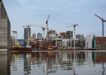 Oslo, Norway: construction of the city at the harbor