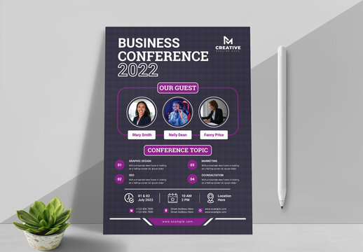 New Year Business Conference Flyer Poster Layout