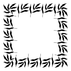 Obraz premium square shaped black frame made of plants on white isolated background