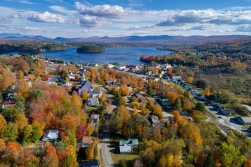 Fotobehang Autumn View of Island Pond, Vermont © John
