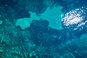 Ionian Sea in Benitses village in eastern part of Corfu Island, Greece