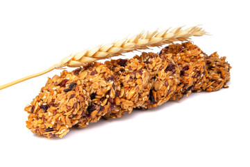 Cereal snack cookies no sugar with honey oatmeal grain isolated on the white