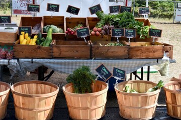 a display of fresh vegetables for sale at a farmers market