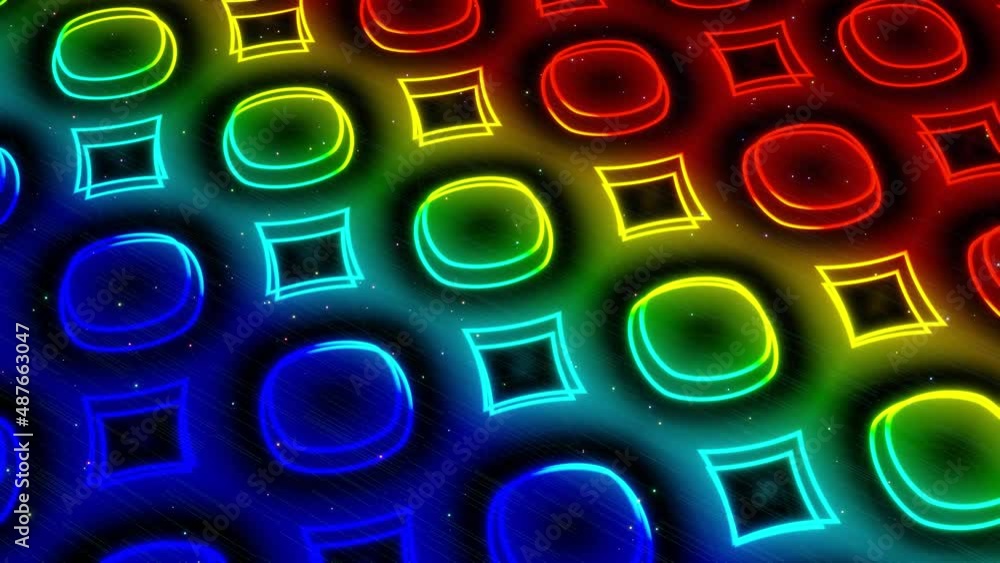Aufkleber vj abstract sci fi futuristic bg. fly over 3d multilayer hologram complex pattern. neon light rainbo