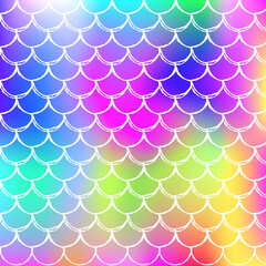 Mermaid scales background with holographic gradient.