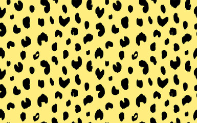 Abstract modern leopard seamless pattern. Animals trendy background. Yellow and black decorative vector stock illustration for print, card, postcard, fabric, textile. Modern ornament of stylized skin